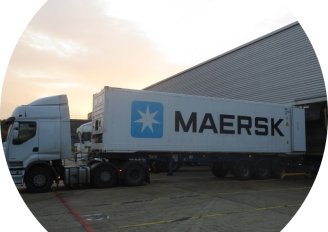 Stacking of truck and reefer. Photo by WFBR