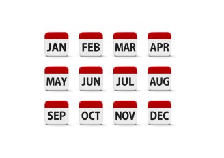 Jaarkalender. Illustratie door Oakozhan/Shutterstock.com